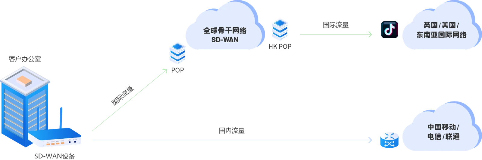 TikTok 网络专线 网络拓扑图